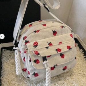 Strawberry Print Square Bag