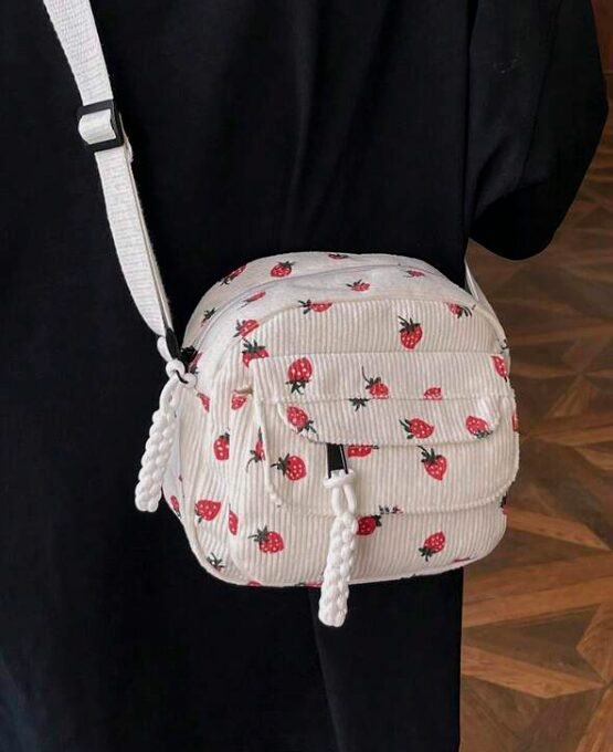 Strawberry Print Square Bag