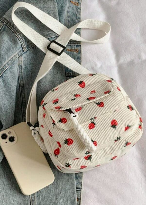 Strawberry Print Square Bag