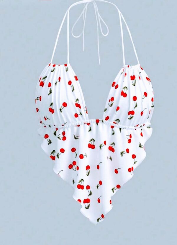 Cherry Printed Halterneck Tank Top
