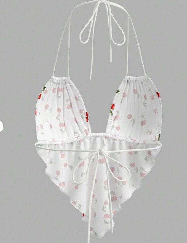 Cherry Printed Halterneck Tank Top