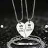 Engraved Necklace & Bracelet, Couple Jewelry Set