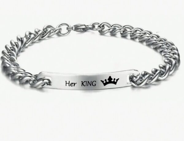 Engraved Necklace & Bracelet, Couple Jewelry Set