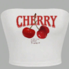3pcs Women's Cherry Print, Bow Tie Casual Tube Top,