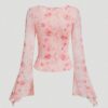 Floral Print Bell Sleeve T-Shirt
