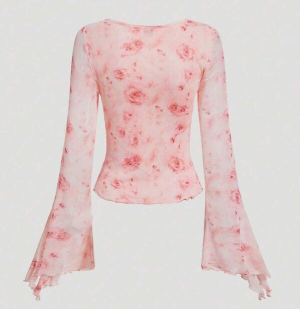 Floral Print Bell Sleeve T-Shirt