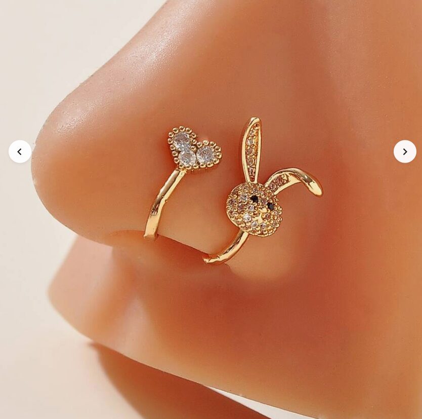 2pcs Heart & Rabbit Decor Nose Cuff