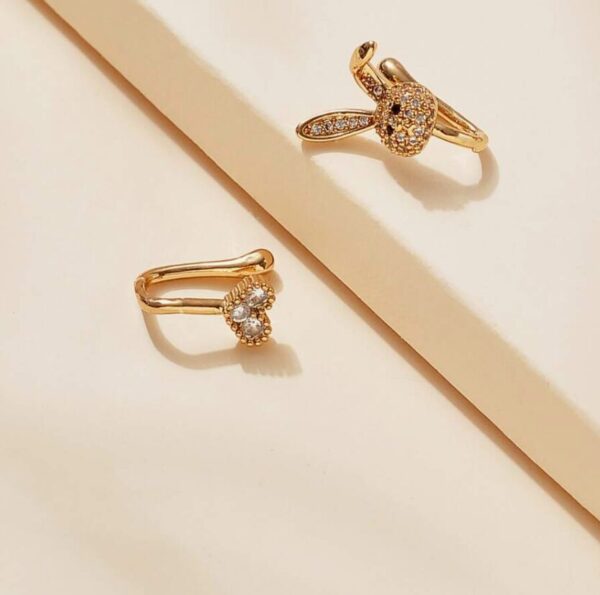 2pcs Heart & Rabbit Decor Nose Cuff