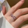 1pc Pink Bow Shaped Adjustable Ring