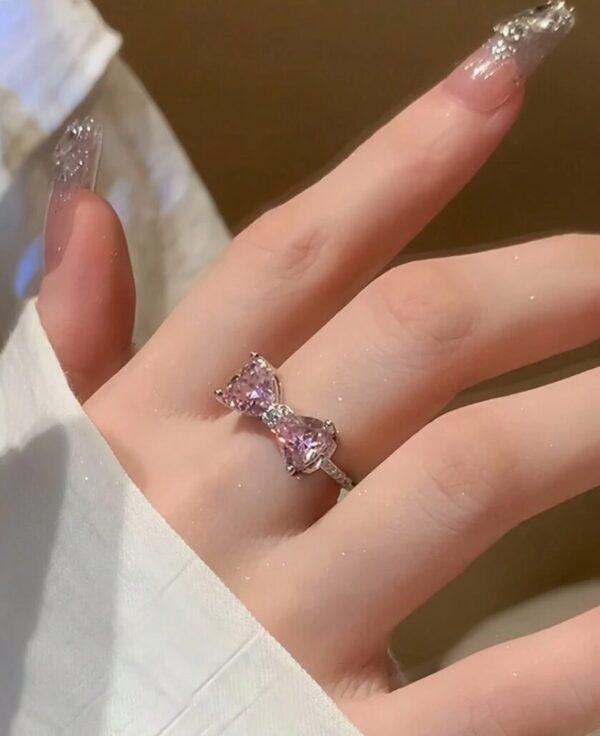 1pc Pink Bow Shaped Adjustable Ring