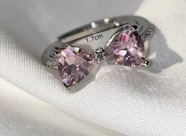 1pc Pink Bow Shaped Adjustable Ring
