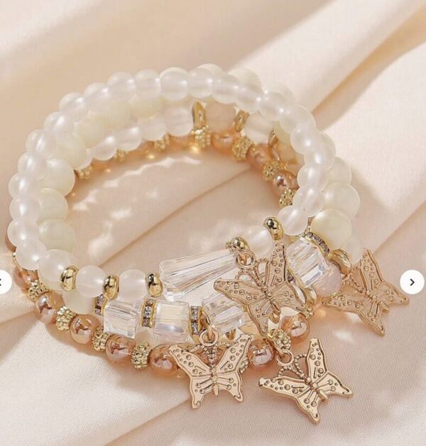 4pcs Bohemian Glass Bead Flower & Butterfly