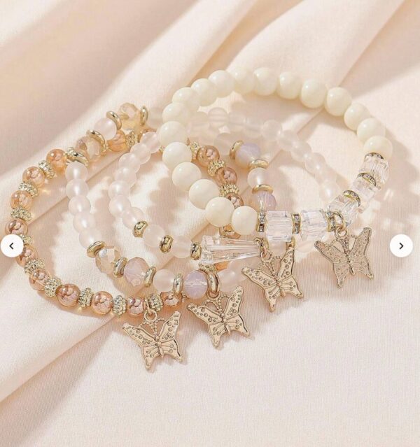 4pcs Bohemian Glass Bead Flower & Butterfly