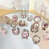 10Pcs Pink Heart Love Butterfly Rings