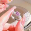 10Pcs Pink Heart Love Butterfly Rings