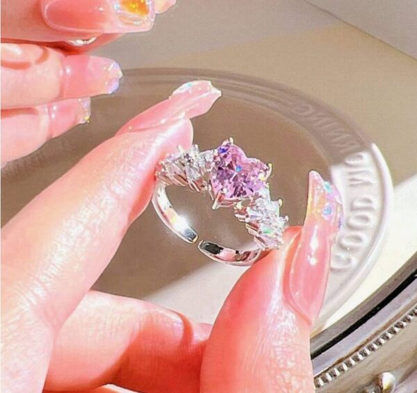10Pcs Pink Heart Love Butterfly Rings
