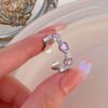 10Pcs Pink Heart Love Butterfly Rings