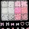 12 Grids 3D Nail Art With Bow Charms