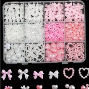 12 Grids 3D Nail Art With Bow Charms