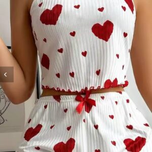 Women’s 2PCS Heart Print Pajama Set