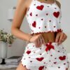 Women’s 2PCS Heart Print Pajama Set