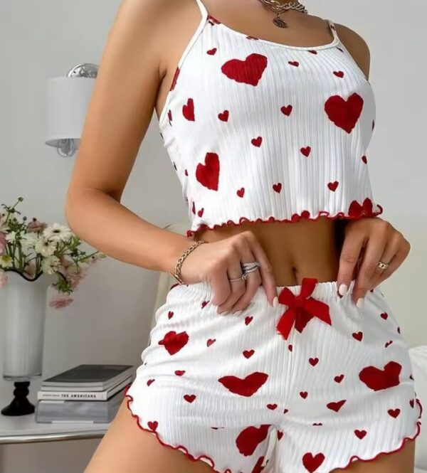 Women’s 2PCS Heart Print Pajama Set