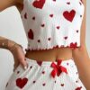 Women’s 2PCS Heart Print Pajama Set