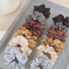 12pcs Women’s Pink & Khaki Solid Scrunchies Set