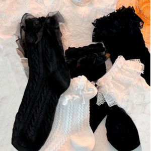 6 Pairs Cute Bow & Ruffle Design Socks