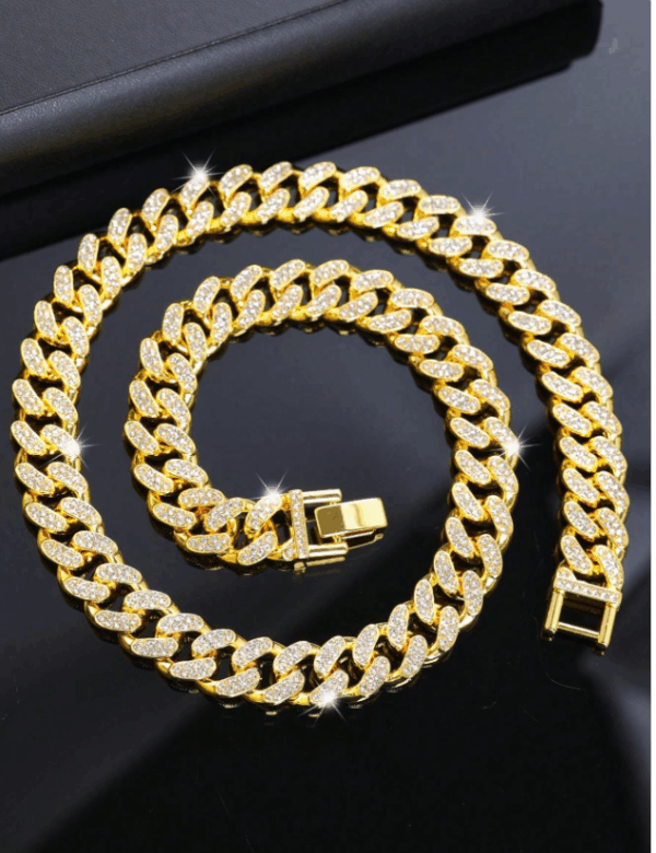 1pc Hip-Hop Ice Crystal Cuban Chain Necklace/bracelet