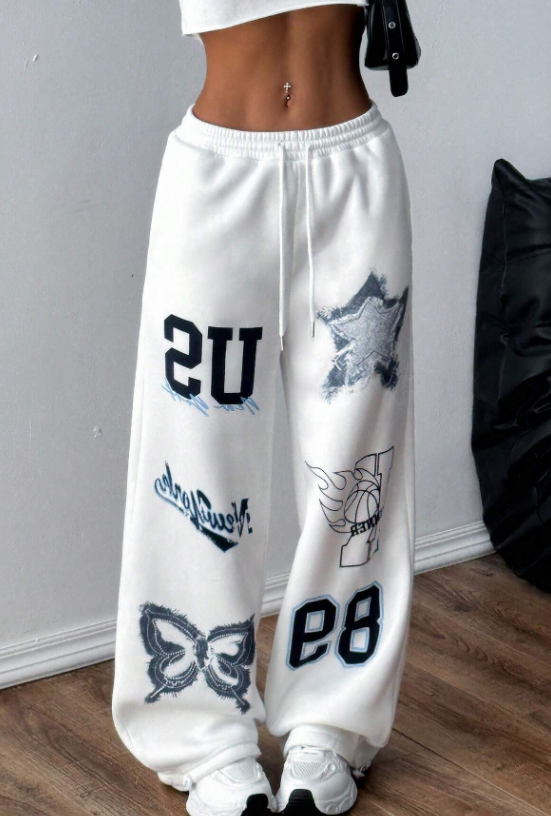 Personalized Print Drawstring Waist Casual Sweatpants