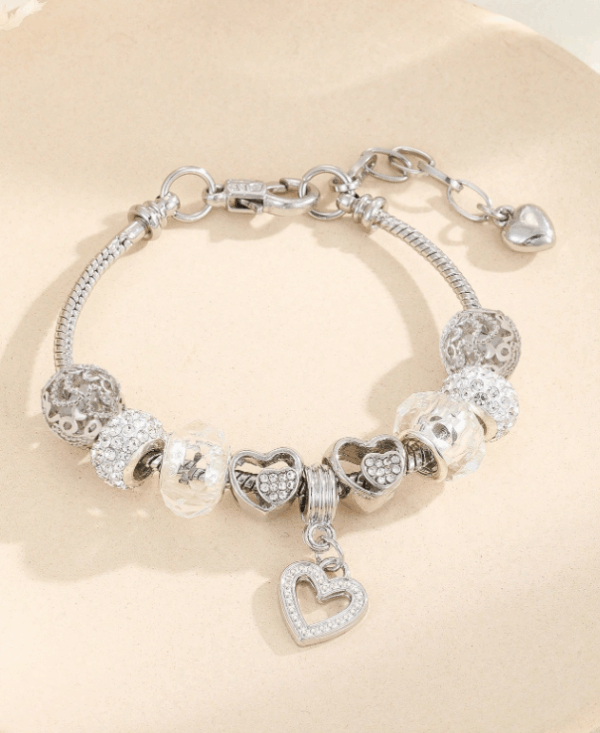 Rhinestone Charm Bead Bracelet