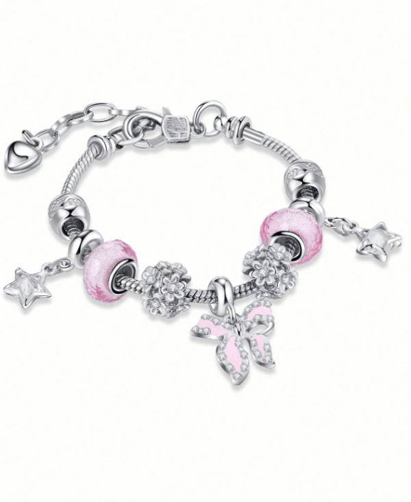 Rhinestone Charm Bead Bracelet