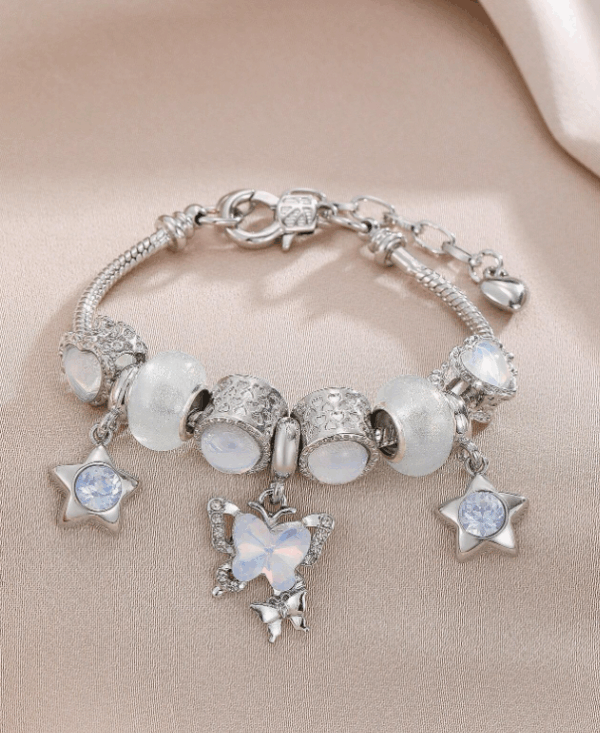 Rhinestone Charm Bead Bracelet