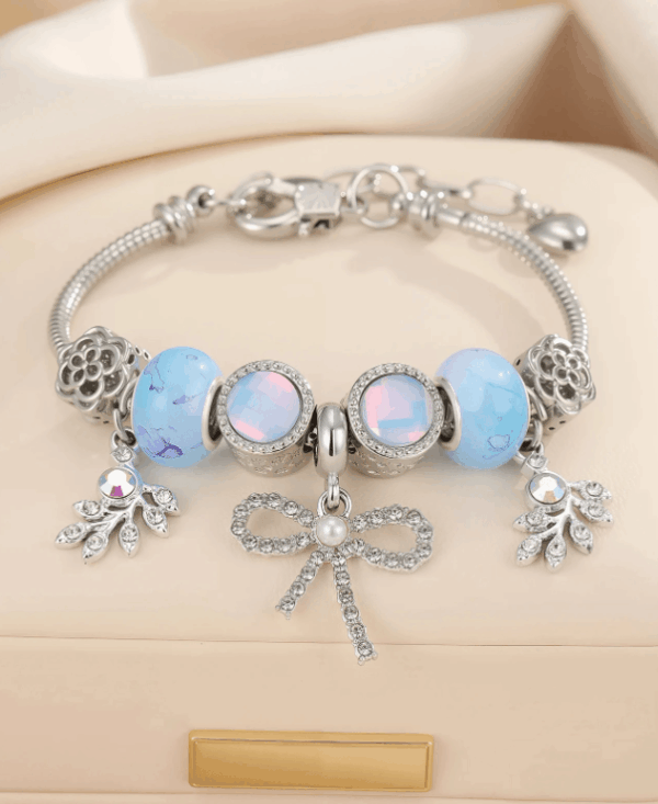 Rhinestone Charm Bead Bracelet