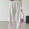 Women’s Contrast Color Straight-Leg Sweatpants with Bow Tie
