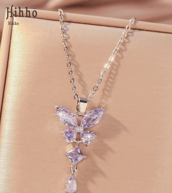Zirconia Butterfly Pendant Necklace