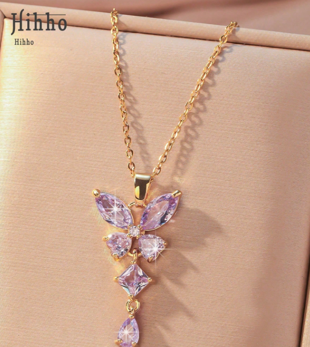 Zirconia Butterfly Pendant Necklace