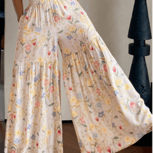 Women’s Summer Lightweight Ditsy Floral Wide-Leg Pajama Pants