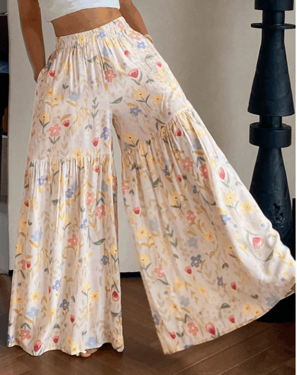 Women’s Summer Lightweight Ditsy Floral Wide-Leg Pajama Pants