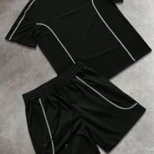 Men’s Letter Print T-Shirt & Drawstring Shorts Set