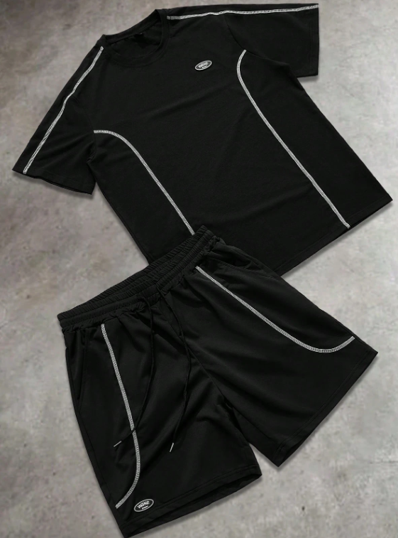 Men’s Letter Print T-Shirt & Drawstring Shorts Set