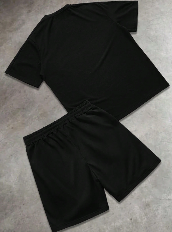 Men’s Letter Print T-Shirt & Drawstring Shorts Set