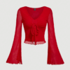 Women’s Front Tie Bell Sleeve T-Shirt