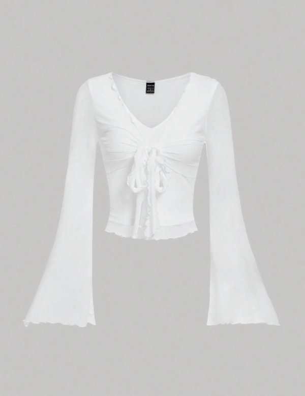 Women’s Front Tie Bell Sleeve T-Shirt