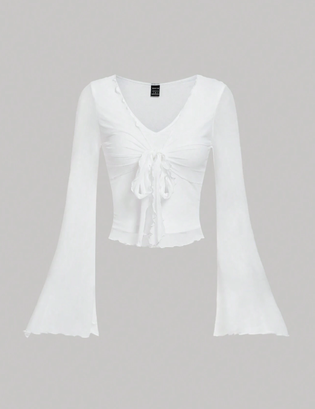 Women’s Front Tie Bell Sleeve T-Shirt