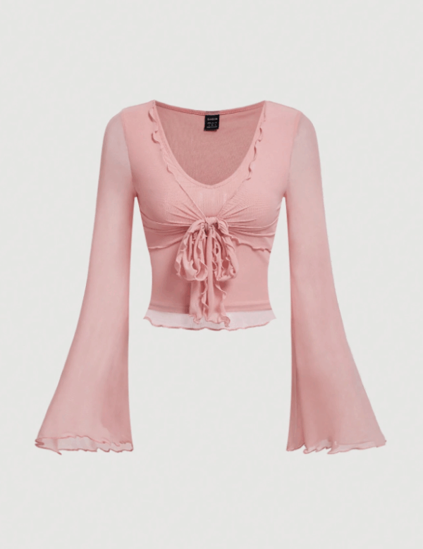 Women’s Front Tie Bell Sleeve T-Shirt
