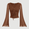 Women’s Front Tie Bell Sleeve T-Shirt