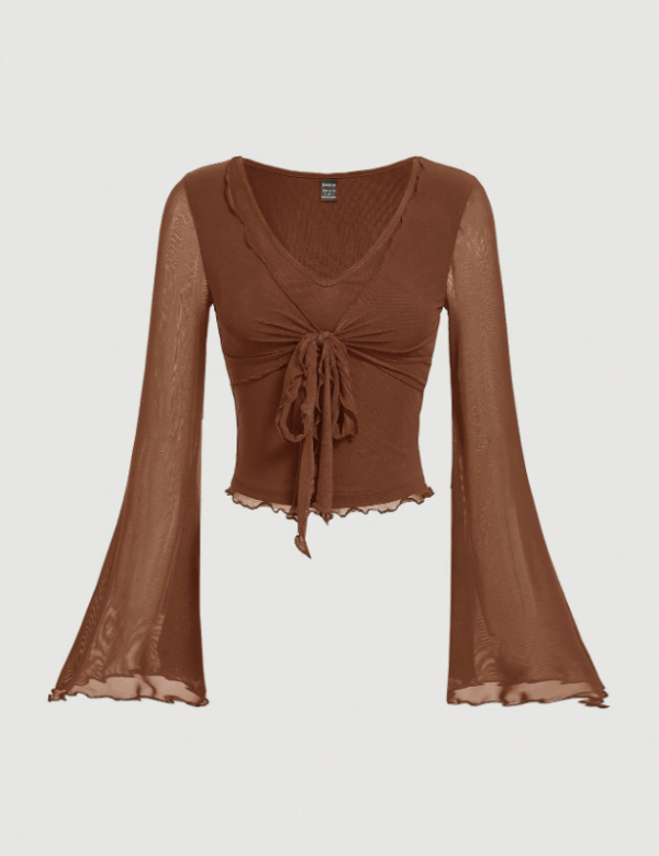 Women’s Front Tie Bell Sleeve T-Shirt