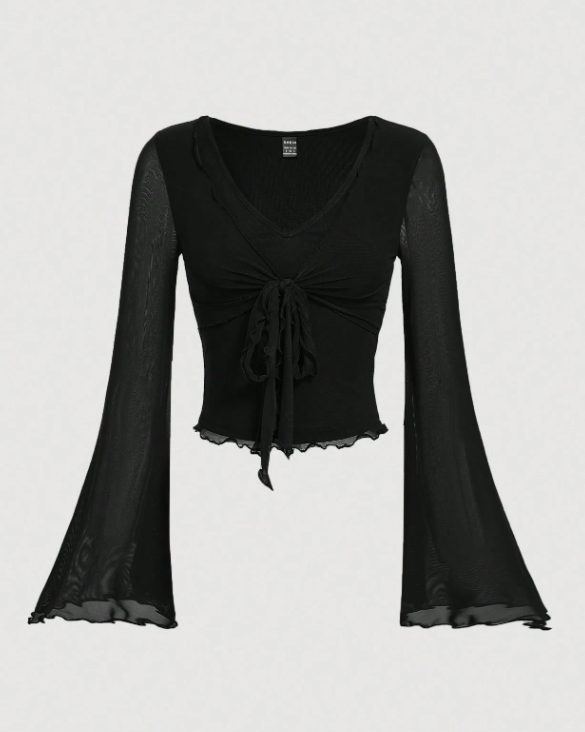 Women’s Front Tie Bell Sleeve T-Shirt